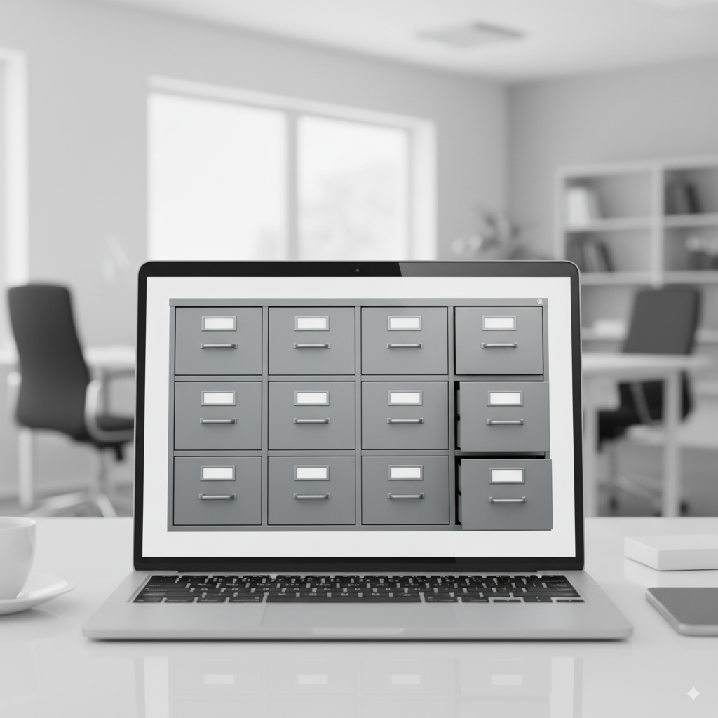 Traditional services - office workspace with laptop and documents
